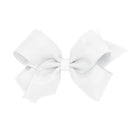 Wee Ones - Girls' Grosgrain Hair Bows with Organza Overlay on a WeeStay Clip, Medium, White Image 1