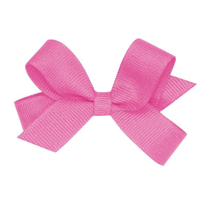 Hot pink grosgrain hair bow with a classic wrap design attached to a WeeStay no-slip hair clip.