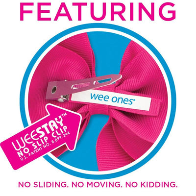 Wee Ones - Girls' Plain Wrap Classic Grosgrain Hair Bows on a WeeStay No-Slip Hair Clip Image 2