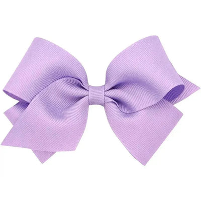 Small solid grosgrain bow in light orchid color, featuring a central knot and wide ribbon tails.