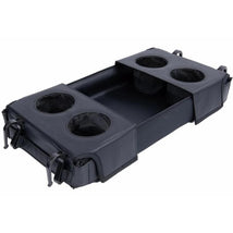 Wonderfold L2 Flex Snack Tray in black with two cup holders and a central storage section.