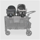 Wonderfold W4 Series Car Seat Adapter showcasing two car seats attached to a stroller frame, with a prominent Wonderfold logo.