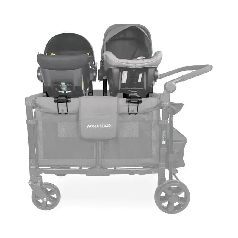Car seat adapter for Wonderfold W4 stroller, designed for secure placement of two infant car seats.