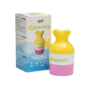Yaya Organics Sun-Easy Sunscreen Applicator in a fish tail shape, colored yellow and pink, with a supplement sponge included.