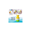 Yaya Organics Sun-Easy Sunscreen Applicator in a fish tail design, yellow and green, with usage instructions illustrated.