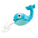 Blue whale-shaped water sprayer toy, the Yookidoo Submarine Spray Whale, sprays water from its mouth.