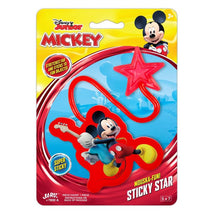 Disney Mickey Sticky Hand Stretchy Snap Toy featuring a red, star-shaped sticky hand with Mickey Mouse graphics on packaging.
