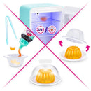 Playset featuring the Zoofy Zuru Mini Brands Fill The Fridge with a fridge, jelly mold, and UV light for creative play.