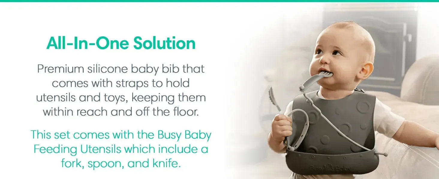 Busy Baby Bungee Bib & Utensil Set