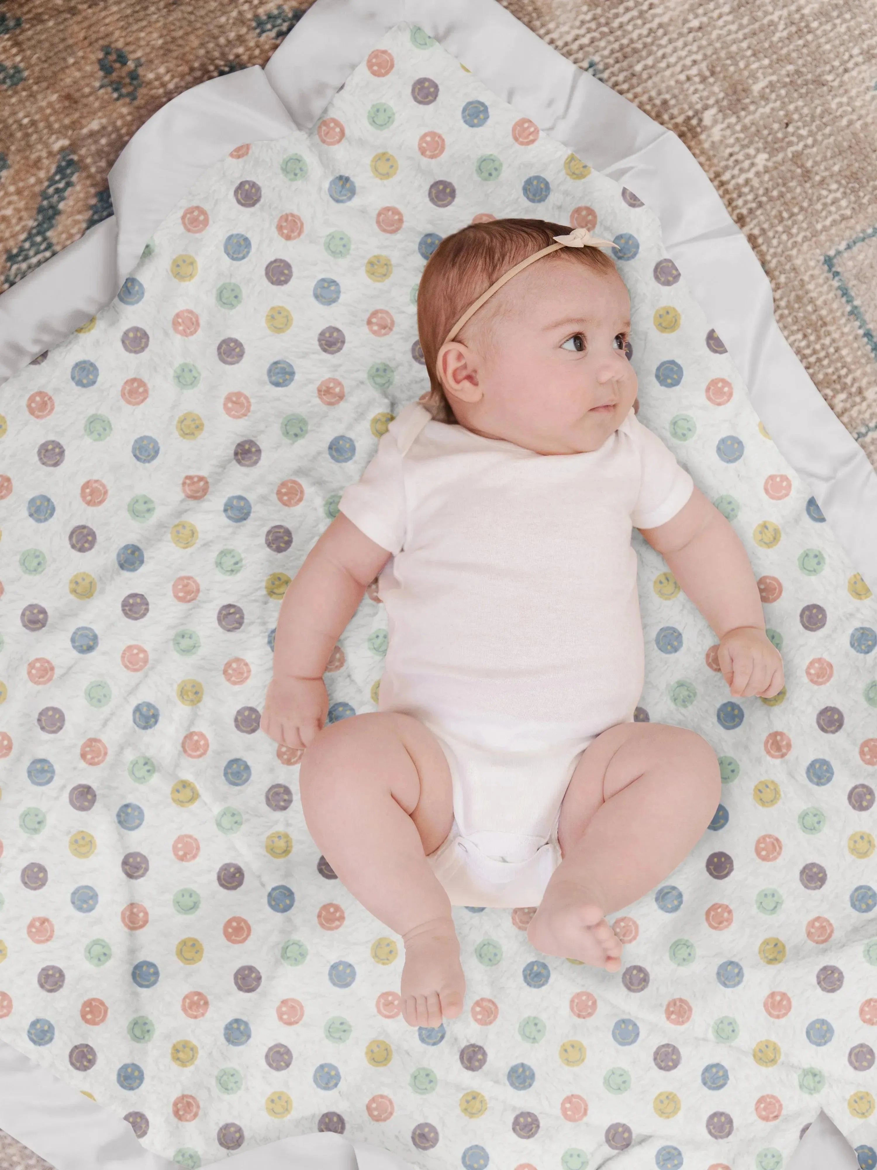 Reversible Baby Blanket, Happy Baby Vibes Image 5