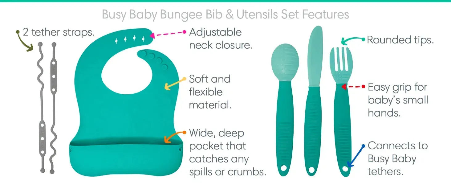 Busy Baby Bungee Bib & Utensil Set